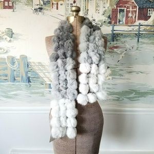 BRAND NEW Adrienne Landau real rabbit fur ombre po